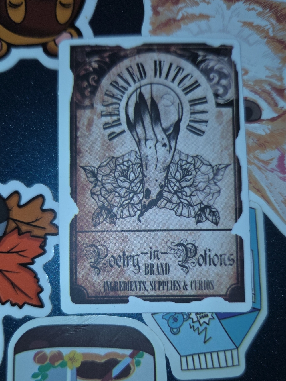 Poetry-in-Potions Witchy Botanical Sticker — Vintage Brown